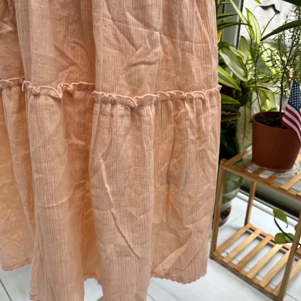 Chaudry Peach gauze tiered dress - Picture 3 of 6